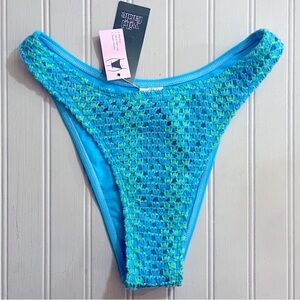 Wild Fable Crochet Mid Rise Ultra High Leg Cheeky Bikini Bottom Womens Small NWT